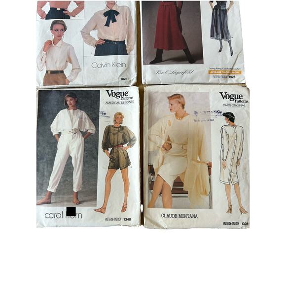 4 VTG Vogue 80s Sew Patterns designer Lagerfeld, Horn, Klein, Montana, Workwear - Picture 2 of 11